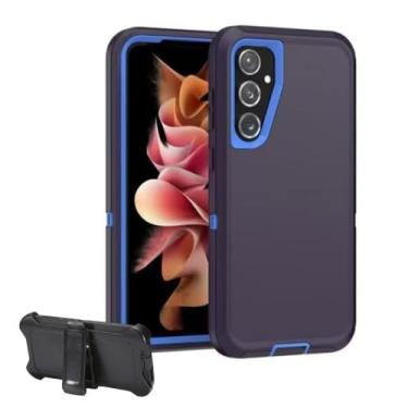 Imagem de Capa para Samsung Galaxy S24 FE 5G, capa protetora para celular com coldre de clipe de cinto, grau militar 3 em 1, resistente, à prova de choque, à prova de quedas, à prova de poeira, capa robusta