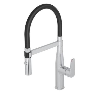 Imagem de Misturador Monocomando Para Cozinha De Mesa Level Motion Cromado E Preto Deca