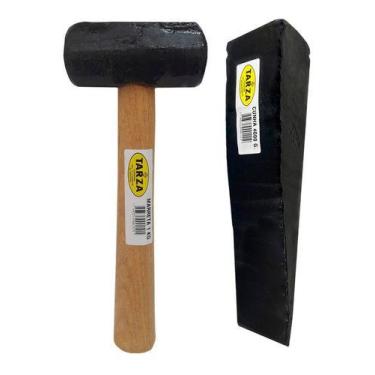 Imagem de Marreta 1kg + Cunha 4kg Forjada Tarza Kit