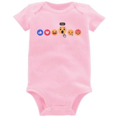 Imagem de Body Bebê Reações Facebook Eita! - Foca na Moda, Rosa bebê, G