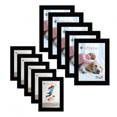 Imagem de Kit 10 Molduras Porta Retrato 5 10x15 Preto 5 15x21 Preto - Santamaria