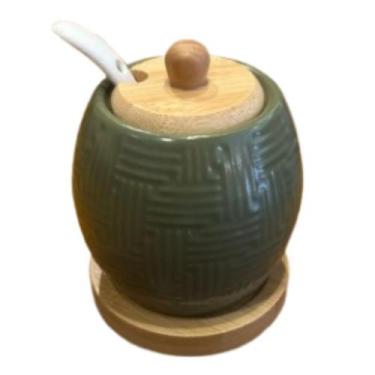 Imagem de Acucareiro Ceramica Com Tampa Bambu Havana Verde 250m - WellMix