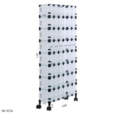 Imagem de Baleiro Comercial Modulado em Vidro com Rodízios - 1,30 x 0,60 x 0,20 