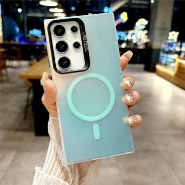 Imagem de HPQWN Para S24 Plus Luxury Matte Magnetic Case Wireless Charge Hard Cover (Para S24 Plus/Laser)