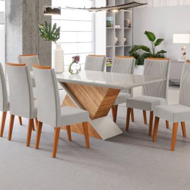 Imagem de Mesa De Jantar Retangular Pipa Com 8 Cadeiras Madeira Maciça