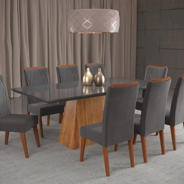 Imagem de Mesa De Jantar Retangular Sylk Com 8 Cadeiras Madeira Maciça