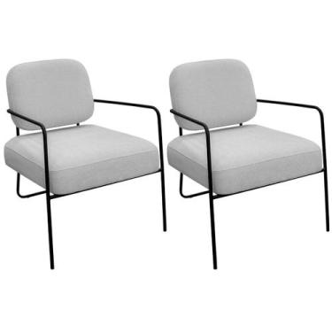 Imagem de Kit 2 Poltronas para Sala e Escritório Base de Metal Kaety - Konfort, 
