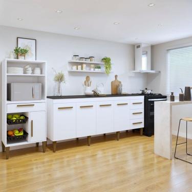 Imagem de Conjunto 2 Peças Fruteira com Nicho e Balcão 4 Portas Cuiaba Branco