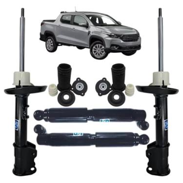 Imagem de Kit Amortecedores Nakata Dianteiro e Traseiro com Batentes Originais Dianteiros Strada 2021-2024