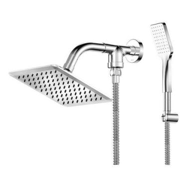 Imagem de Ducha Parede Quadrada Cromada Flex Com Chuveirinho - Docol