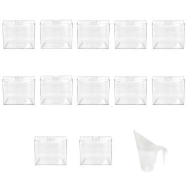 Imagem de Kit 12 Potes Acrílico Quadrado com Tampa 3,3l+ Conchas 300ml - Ex Pote