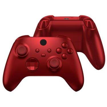 Imagem de eXtremeRate Conjunto completo de botões de concha para controle Xbox Series X & S, vermelho escarlate personalizado trilhos laterais de substituição para controle sem fio Xbox Core [controle excluído]