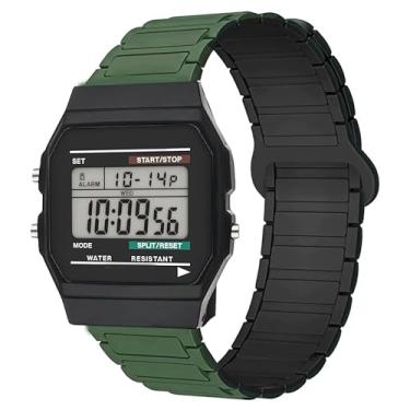 Imagem de Pulseira de relógio W-218H, Lamshaw de silicone de liberação rápida de 18 mm compatível com CASIO W-217H, W-218H, W-219H, F-91W, A158WA, A168WA, A700W-1, A700WM-9, A100WE-1, A100WEPC-1 (verde, tamanho