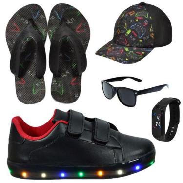 Imagem de Tênis Infantil Masculino Com Led Casual Moderno Confortável Novo Chine