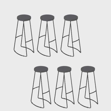 Imagem de Kit 06 Banqueta Alta Lena Industrial Bar Balcão Bistrô Ferro e Madeira Maçiça Capa Corino Cinza - Ahz Móveis