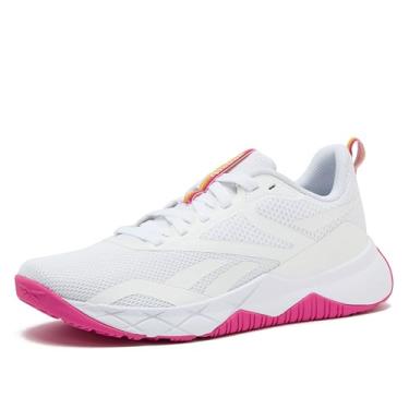 Imagem de Reebok Tênis feminino NFX Trainer para academia ou treino, Calçado branco/rosa verdadeiro, 41