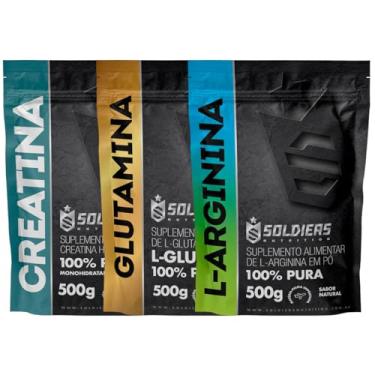 Imagem de Kit: Creatina Monohidratada + Glutamina + Arginina 500g - 100% Pura importada - Soldiers Nutrition