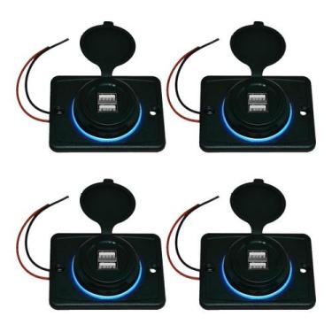 Imagem de Kit 4 Carregador de Celular Automotivo 2 USB C/ Moldura Removível - RS