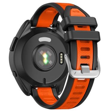 Imagem de U-LIMVE Pulseira de relógio para Garmin Forerunner 165/Forerunner 245/Forerunner 645/Vivoactive 5/Vivoactive 3/Venu 2 plus/Venu SQ 2, pulseira de silicone de liberação rápida de 20 mm, Laranja, preto