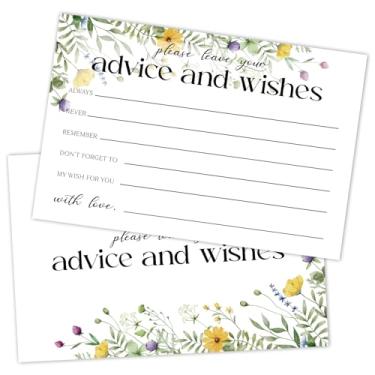 Imagem de WwongxianB Conjunto de 25 cartões de conselhos e desejos de flores silvestres - Livro de visitas Palavras de Sabedoria para recém-casados chá de panela casamento aposentadoria Grad Fill in Style