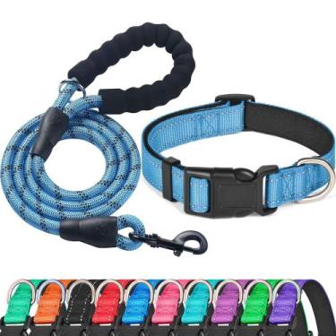 Imagem de Conjunto de coleira e coleira para cães Ladoogo Reflective Neoprene pa
