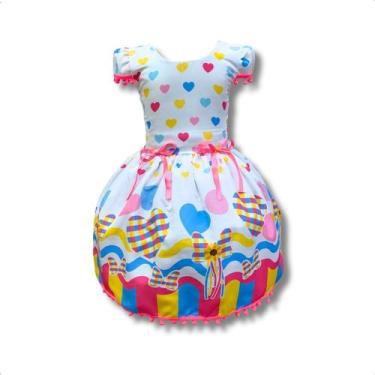 Imagem de Vestido Infantil Temático Festa Junina Noiva Coração Laços - Pequenos 