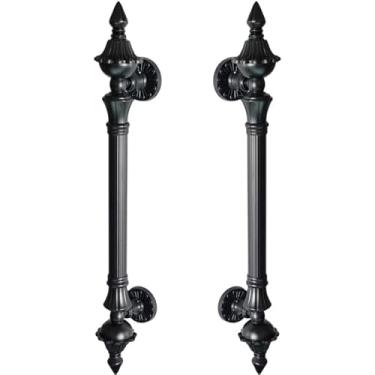 Imagem de Puxador Duplo Classic 530mm Porta Pivotante Correr Passagem Madeira Vidro Colonial 53cm Clássico Rústico Retrô Máxima Metais (Preto Fosco)