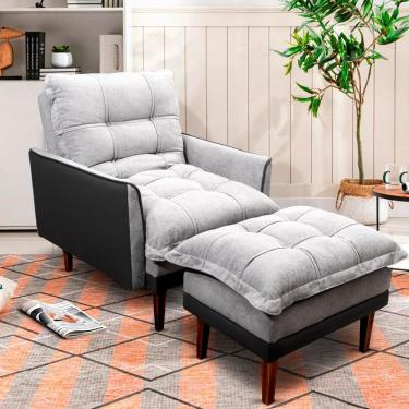 Imagem de Poltrona Reclinável com Puff Catena Cinza - King House