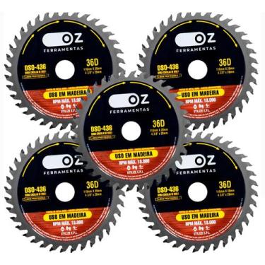 Imagem de Disco Serra Circular Lamina 4.3/8 Pol 36 Dentes 05 Unidades - Oz