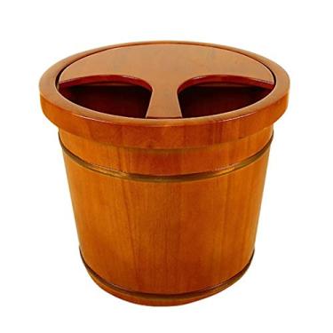 Imagem de FTOQWZXV Balde para banho de pés, acessórios de sauna, balde de água, banheiras de madeira feitas à mão, barril relaxante para os pés (B)