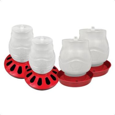Imagem de Kit 2 Comedouro 3,5L Aves 12 furos e 2 Bebedouro Rosca 3,5L - AVIPET