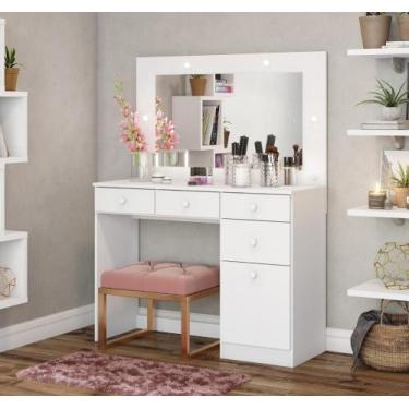 Imagem de Penteadeira Camarim com Espelho e LED 1 Porta 4 Gavetas Happy Espresso