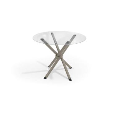 Imagem de Mesa de Sala Jantar Volga c/ Tampo de Vidro Redondo 95cm Niquel - Kappesberg