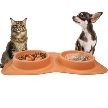 Imagem de Comedouro Bebedouro Silicone 2 Em 1 Cachorro Gato Pet Animais Raçao Agua Dobravel Portatil