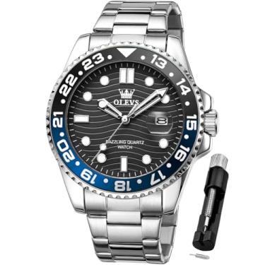 Imagem de OLEVS Relógio masculino para negócios, analógico, quartzo, aço inoxidável, à prova d'água, luminoso, para mergulho, luxuoso, casual, masculino, prata, relógio de pulso masculino, Relógios pretos