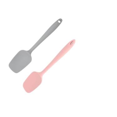 Imagem de Kit 2 Colheres De Arroz Silicone Maciço Não Riscam Panelas Espátula(Cinza + Rosa)