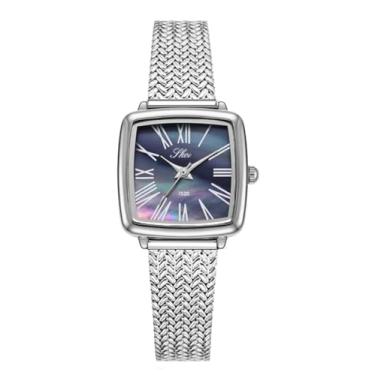 Imagem de Reginald Relógio de pulso feminino quadrado com mostrador pequeno, relógio casual de quartzo, moda feminina, Azul prateado 1