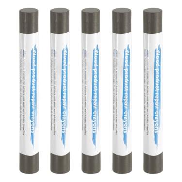 Imagem de HARFINGTON 5 peças de bastões de enchimento de madeira, cera de madeira, retoque de móveis, gizes de cera para reparo de móveis, madeira, aço leve