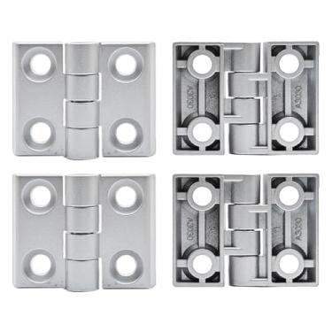 Imagem de 4 peças de dobradiça de perfil de alumínio, espaçamento de orifício 30 x 24 mm, sem parafusos, adequado para moldura de perfil de extrusão de alumínio industrial de 8 mm com ranhura em T da série 3030