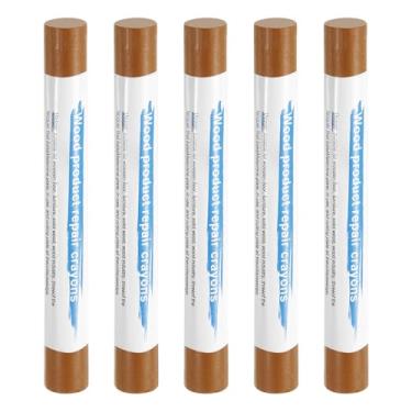 Imagem de HARFINGTON 5 peças de bastões de enchimento de madeira, cera de madeira, retoque de móveis, gizes de cera de reparo para madeira, âmbar