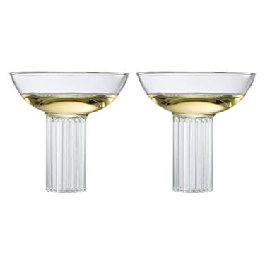 Imagem de Copos de cupê com nervuras Art Déco com design italiano, Martini, Margarita, champanhe, coquetéis 227 g | Conjunto de 2 | Base ondulada superior lisa vintage - presentes para esposa, ela, ele,