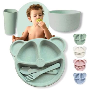 Imagem de Kit Refeição Infantil P/ Introdução Alimentar Pratinho 5 Pçs - Fx, Ver