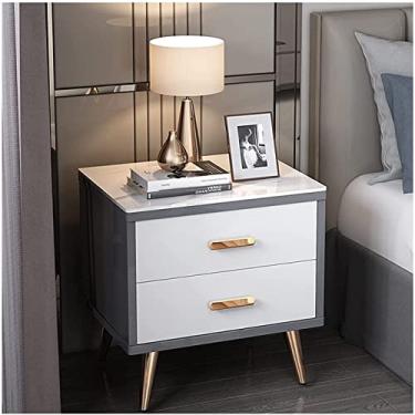 Imagem de Mesa de cabeceira inteligente, armário de cabeceira com gavetas com 2 brancos, mesa de cabeceira simples e moderna, cinza claro, para 40 x 35 x 45 cm (cinza com branco*2) (cinza com branco)