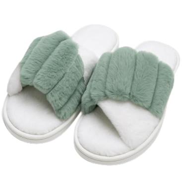 Imagem de Pantufas Chinelos Sapatos De Inverno Pelúcia Aconchegantes Verde - 36/37