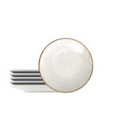 Imagem de Prato Sobremesa Tramontina Rústico Marrom em Porcelana Decorada 21 cm