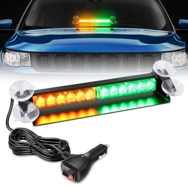 Imagem de Nilight 12LED Traffic Advisor Barra de luz estroboscópica verde âmbar aviso de emergência perigo segurança painel dianteiro/traseiro luzes piscando para carros, caminhões, polícia, bombeiro, arado