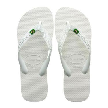 Imagem de Chinelo Unissex De Dedo Havaianas Brasil Clássica Verão Branco Praia D