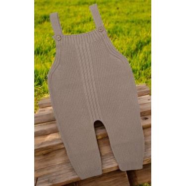 Imagem de Jardineira Tricô Ponto de Arroz Macacão De Passeio e Maternidade 01 Pç