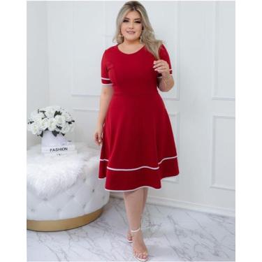 Imagem de Vestido Evangélico Feminino Midi Godê Festa Igreja Barato Oferta Ataca