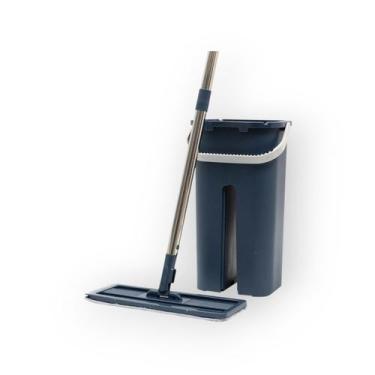 Imagem de Mop flat c/ balde e esfregao de microfibra - tud azul navy - OIKOS